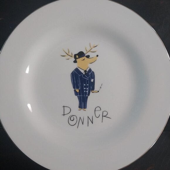 Pottery Barn Reindeer Salad Plates Mint Condition - Picture 4 of 7
